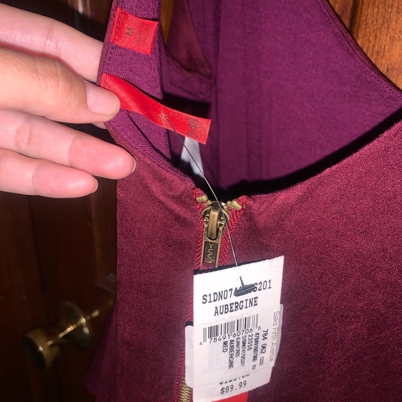 NWT: 5|48 Aubergine suede peplum dress, size M - Picture 4 of 5